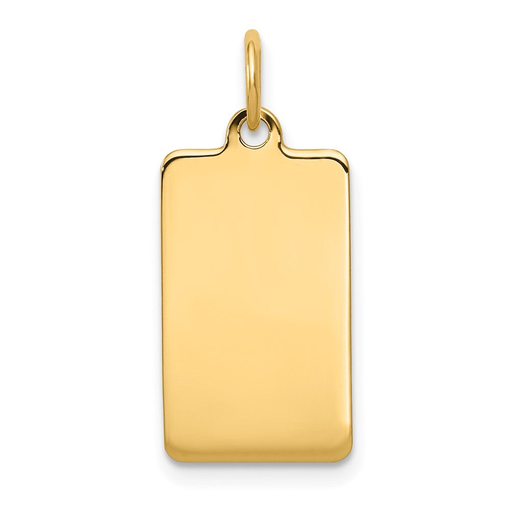 14k Yellow Gold Plain .011 Gauge Rectangular Disc Engravable Charm Pendant Jewelry Gifts (Length 0.9" Width 0.43")