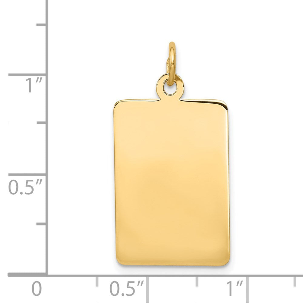 14k Yellow Gold Plain .011 Gauge Rectangular Disc Engravable Charm Pendant Jewelry Gifts (Length 1.09" Width 0.59")