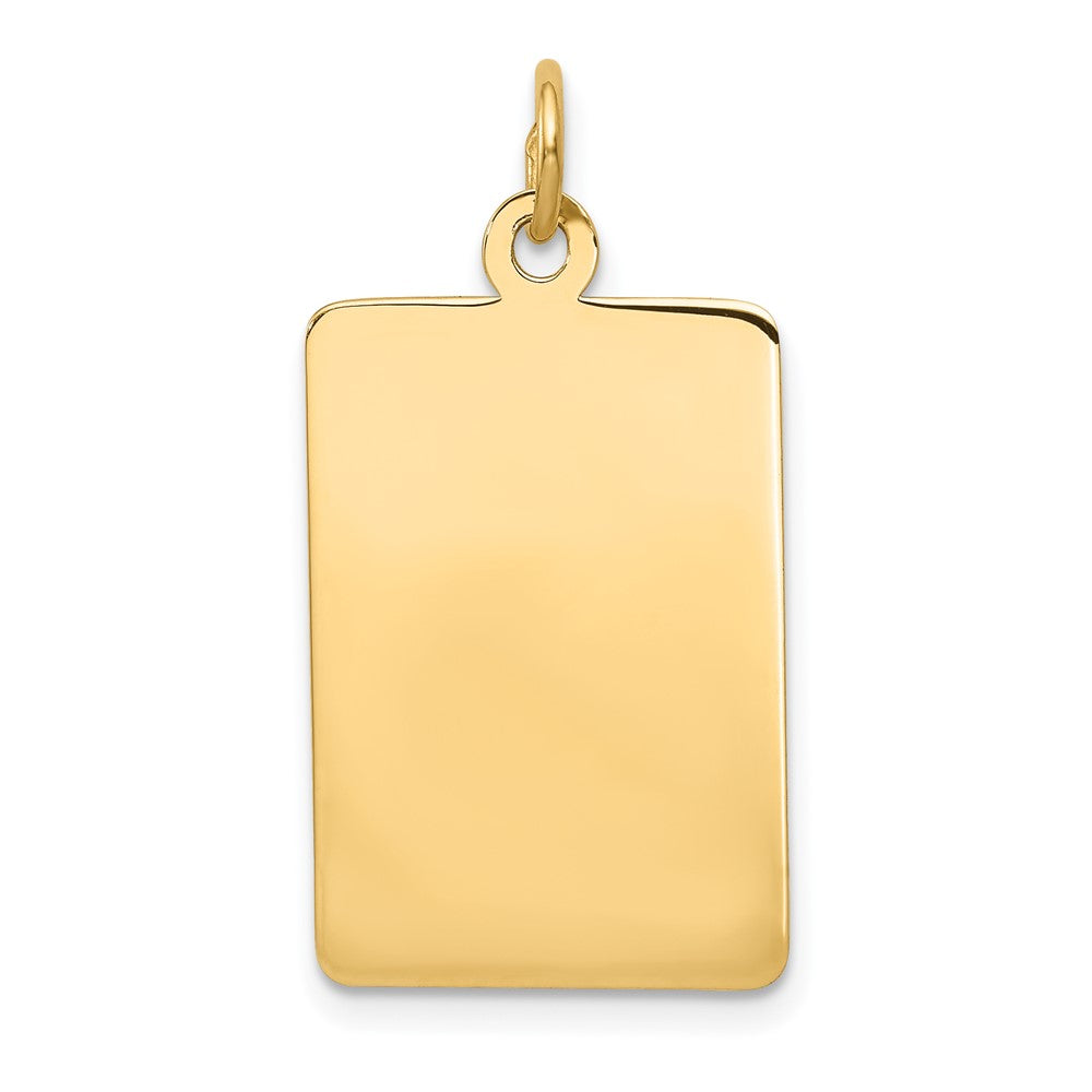 14k Yellow Gold Plain .011 Gauge Rectangular Disc Engravable Charm Pendant Jewelry Gifts (Length 1.09" Width 0.59")