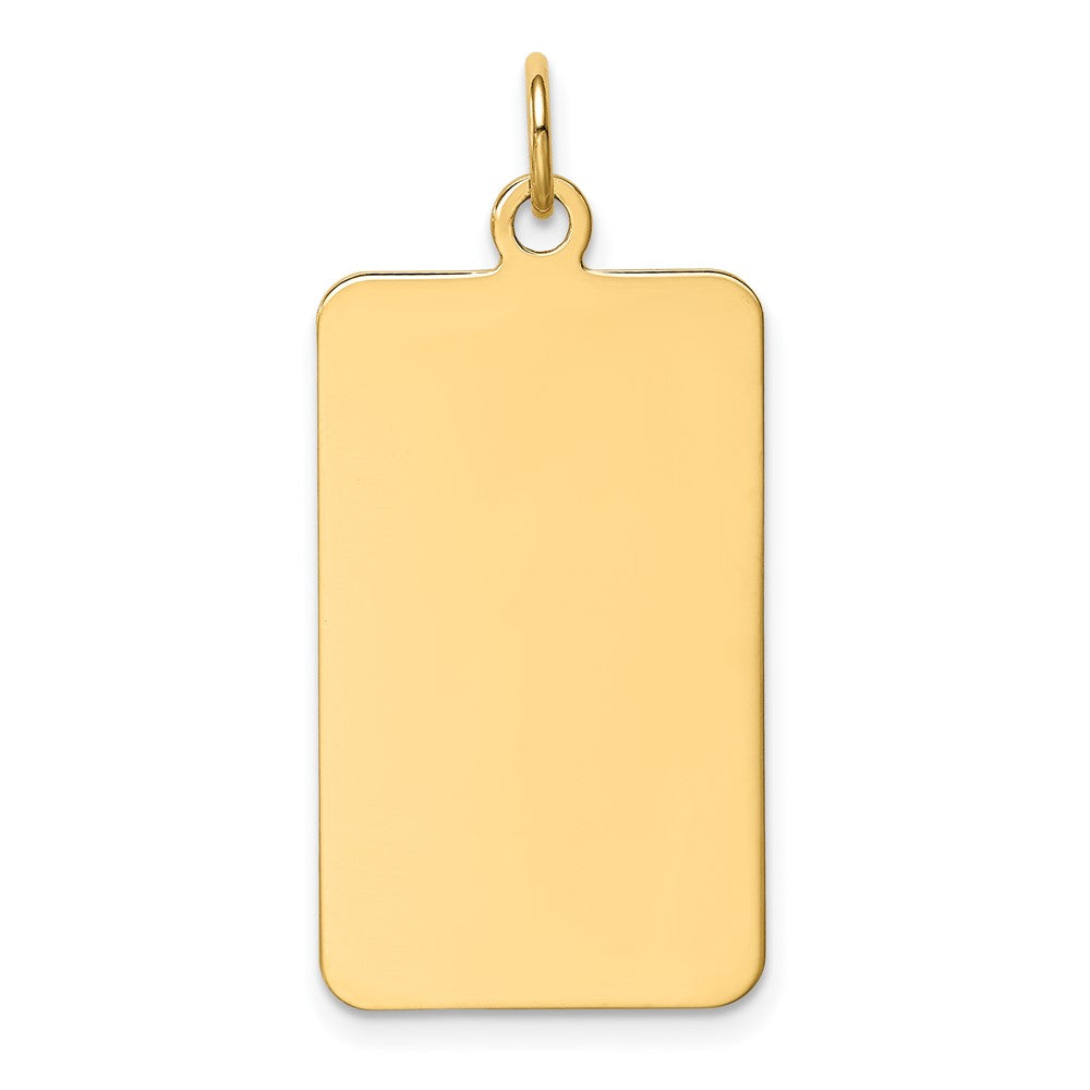 14k Yellow Gold Plain .011 Gauge Rectangular Disc Engravable Charm Pendant Jewelry Gifts (Length 1.25" Width 0.59")