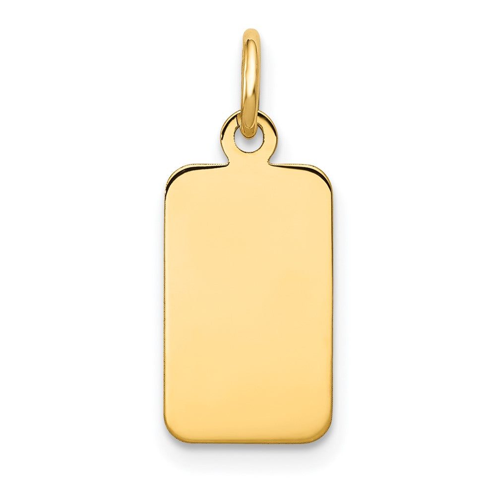 14k Yellow Gold Plain .013 Gauge Rectangular Disc Engravable Charm Pendant Jewelry Gifts (Length 0.82" Width 0.31")