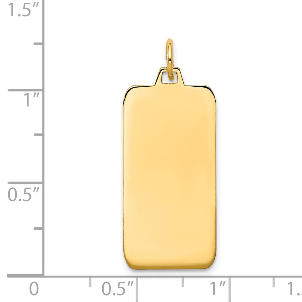 14k Yellow Gold Plain .011 Gauge Rectangular Disc Engravable Charm Pendant Jewelry Gifts (Length 1.25" Width 0.51")