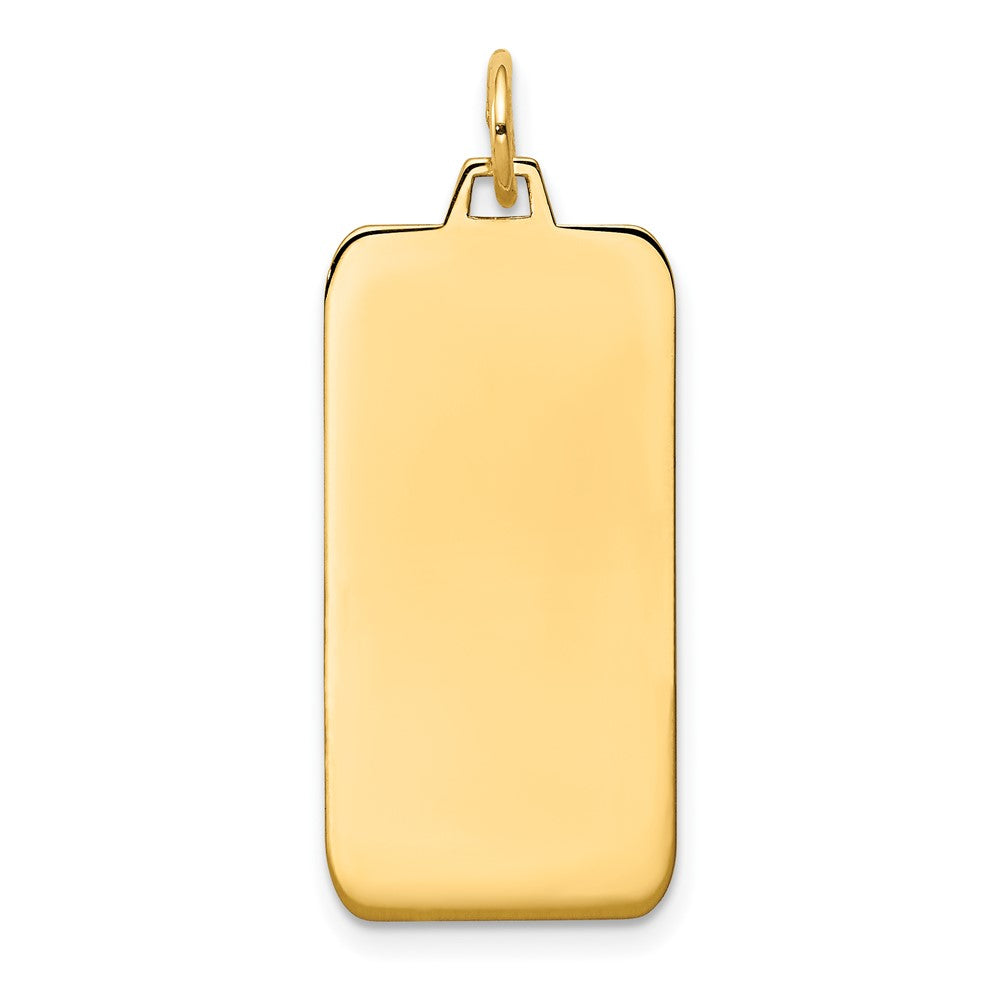 14k Yellow Gold Plain .011 Gauge Rectangular Disc Engravable Charm Pendant Jewelry Gifts (Length 1.25" Width 0.51")