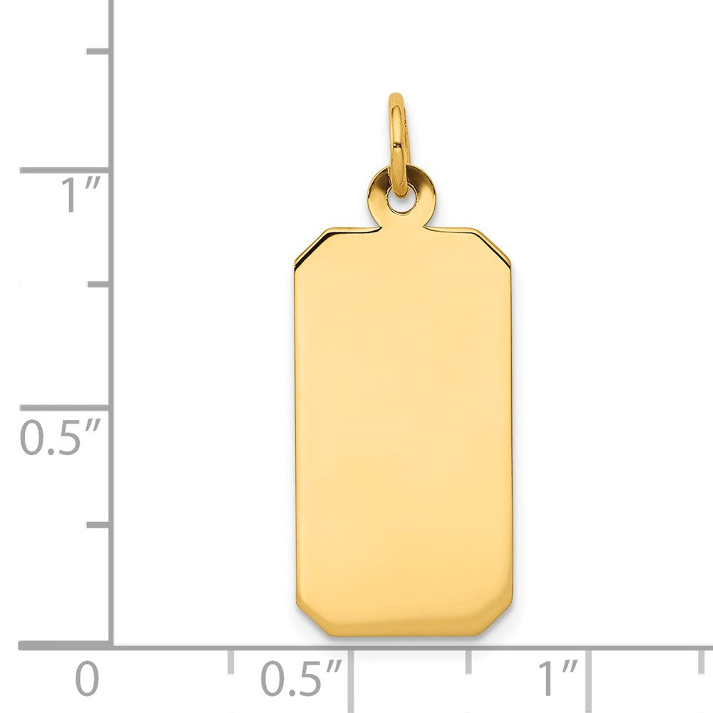 14k Yellow Gold Plain .027 Gauge Rectangular Disc Engravable Charm Pendant Jewelry Gifts (Length 1.09" Width 0.43")