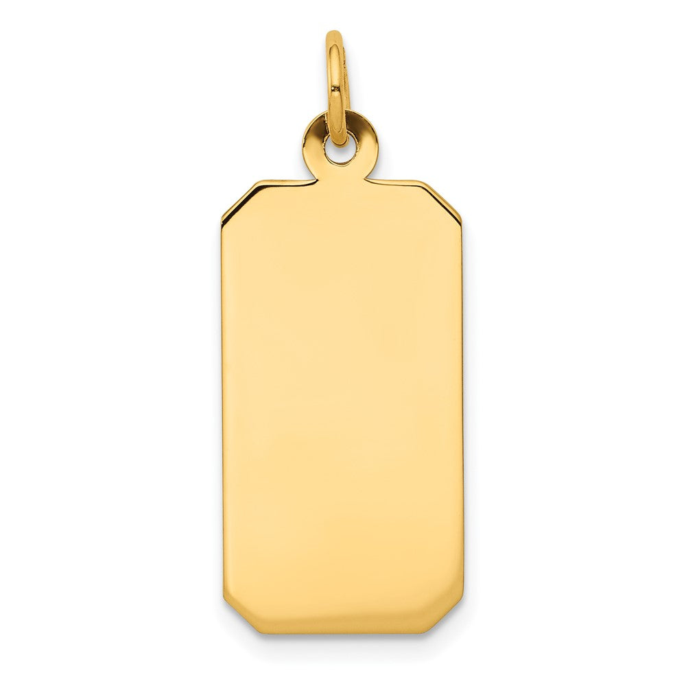 14k Yellow Gold Plain .027 Gauge Rectangular Disc Engravable Charm Pendant Jewelry Gifts (Length 1.09" Width 0.43")