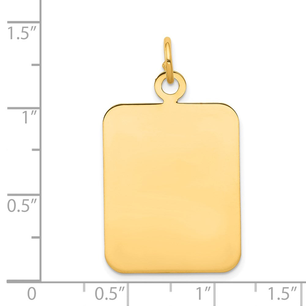 14k Yellow Gold Plain Rectangular .018 Gauge Disc Engravable Charm Pendant Jewelry Gifts (Length 1.29" Width 0.78")