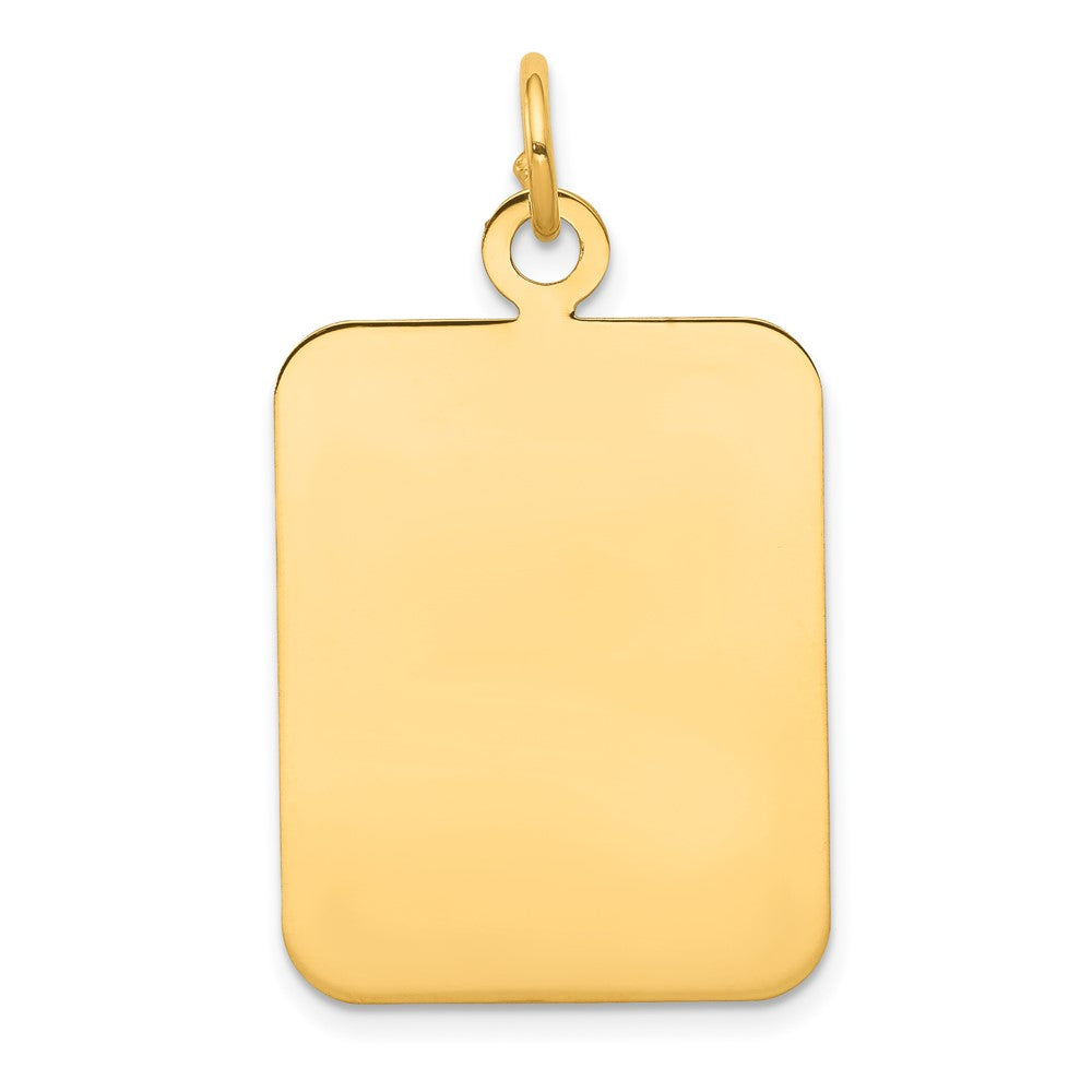 14k Yellow Gold Plain Rectangular .027 Gauge Disc Engravable Charm Pendant Jewelry Gifts (Length 1.29" Width 0.78")