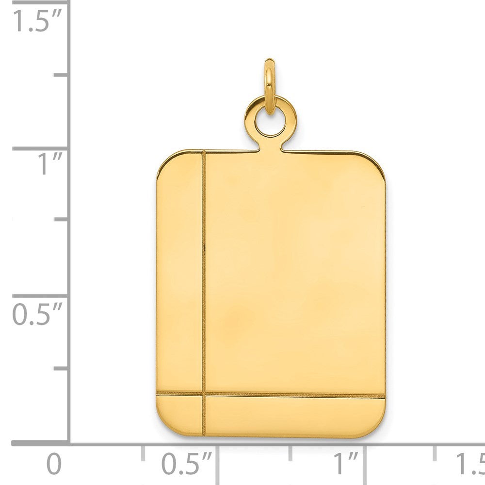 14k Yellow Gold Plain Rectangular .027 Gauge Disc Engravable Charm Pendant Jewelry Gifts (Length 1.29" Width 0.78")