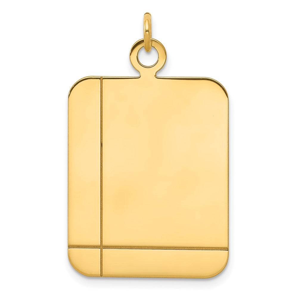 14k Yellow Gold Plain Rectangular .027 Gauge Disc Engravable Charm Pendant Jewelry Gifts (Length 1.29" Width 0.78")