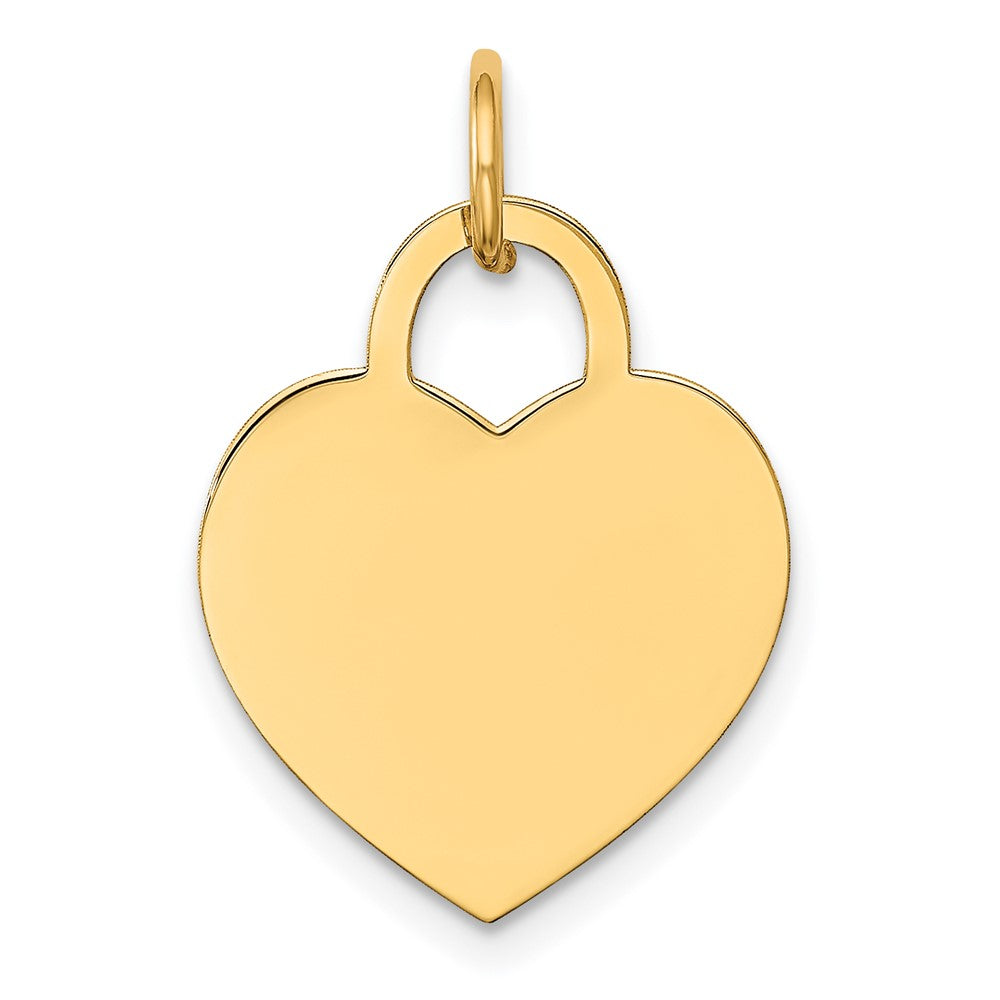 14k Yellow Gold Medium HeartEngravable Charm Pendant Jewelry Gifts (Length 0.86" Width 0.59")