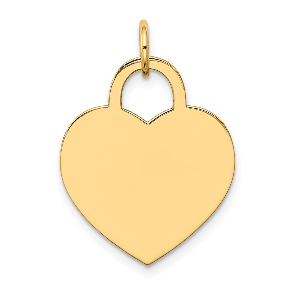 14k Yellow Gold Large HeartEngravable Charm Pendant Jewelry Gifts (Length 0.98" Width 0.7")