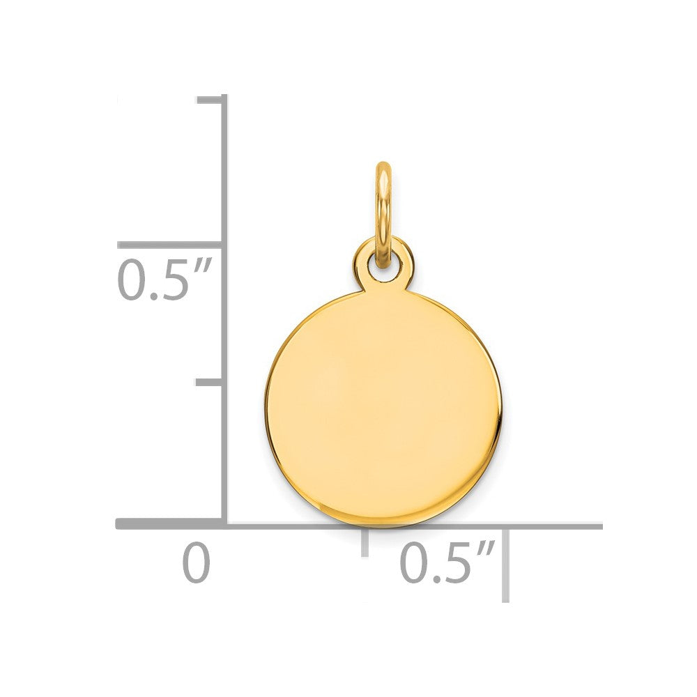 14k Yellow Gold Round Disc Engravable Charm Pendant Jewelry Gifts (Length 0.7" Width 0.43")