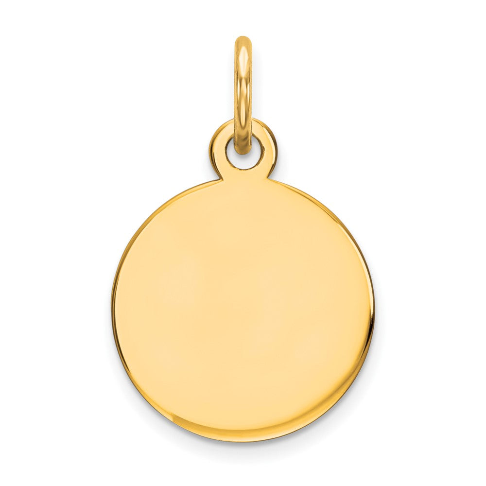 14k Yellow Gold Round Disc Engravable Charm Pendant Jewelry Gifts (Length 0.7" Width 0.43")