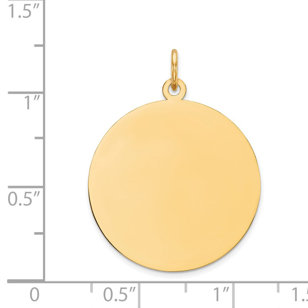 14k Yellow Gold Round Disc Engravable Charm Pendant Jewelry Gifts (Length 1.09" Width 0.82")