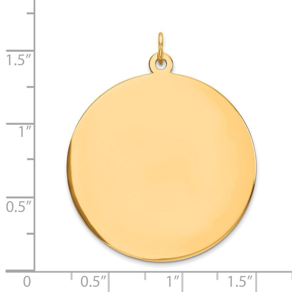 14k Yellow Gold Round Disc Engravable Charm Pendant Jewelry Gifts (Length 1.52" Width 1.25")