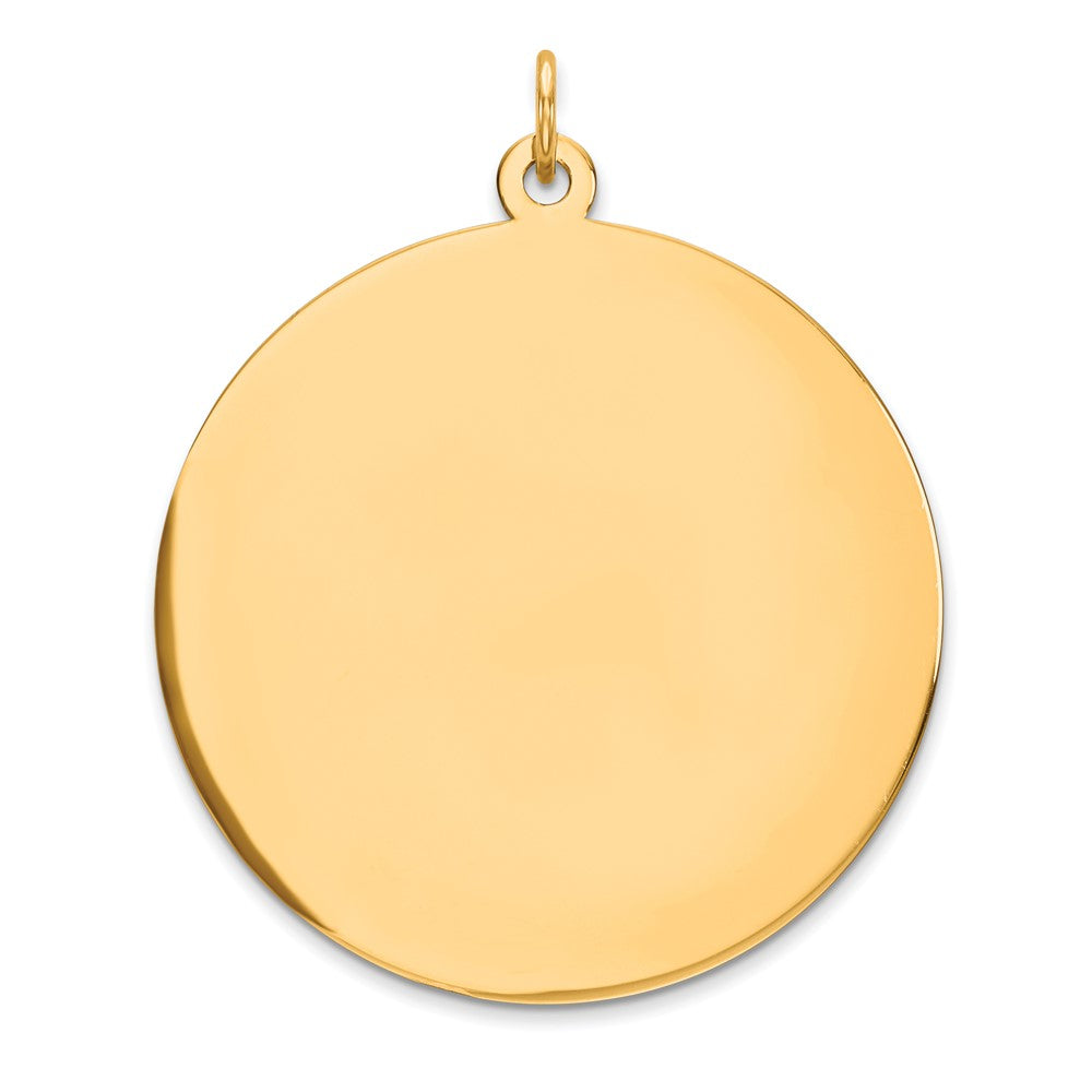 14k Yellow Gold Round Disc Engravable Charm Pendant Jewelry Gifts (Length 1.52" Width 1.25")