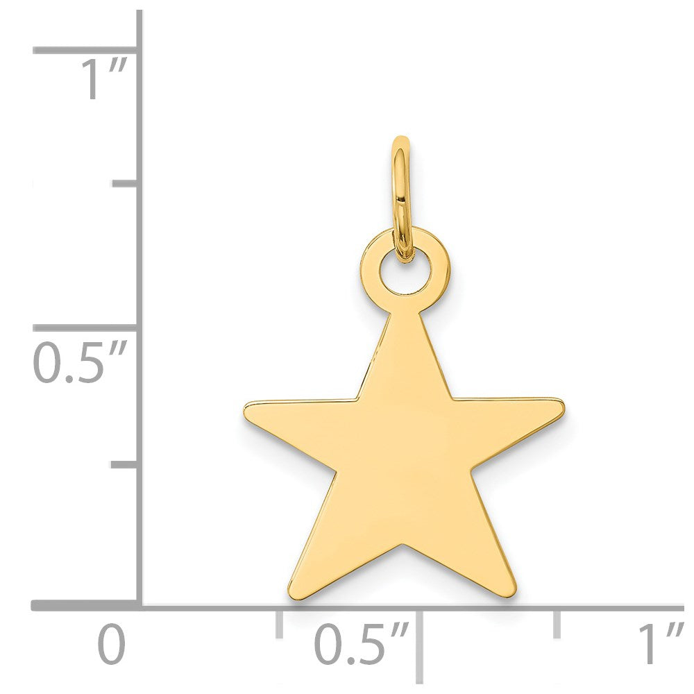 14k Yellow Gold Star Disc Engravable Charm Pendant Jewelry Gifts (Length 0.86" Width 0.59")