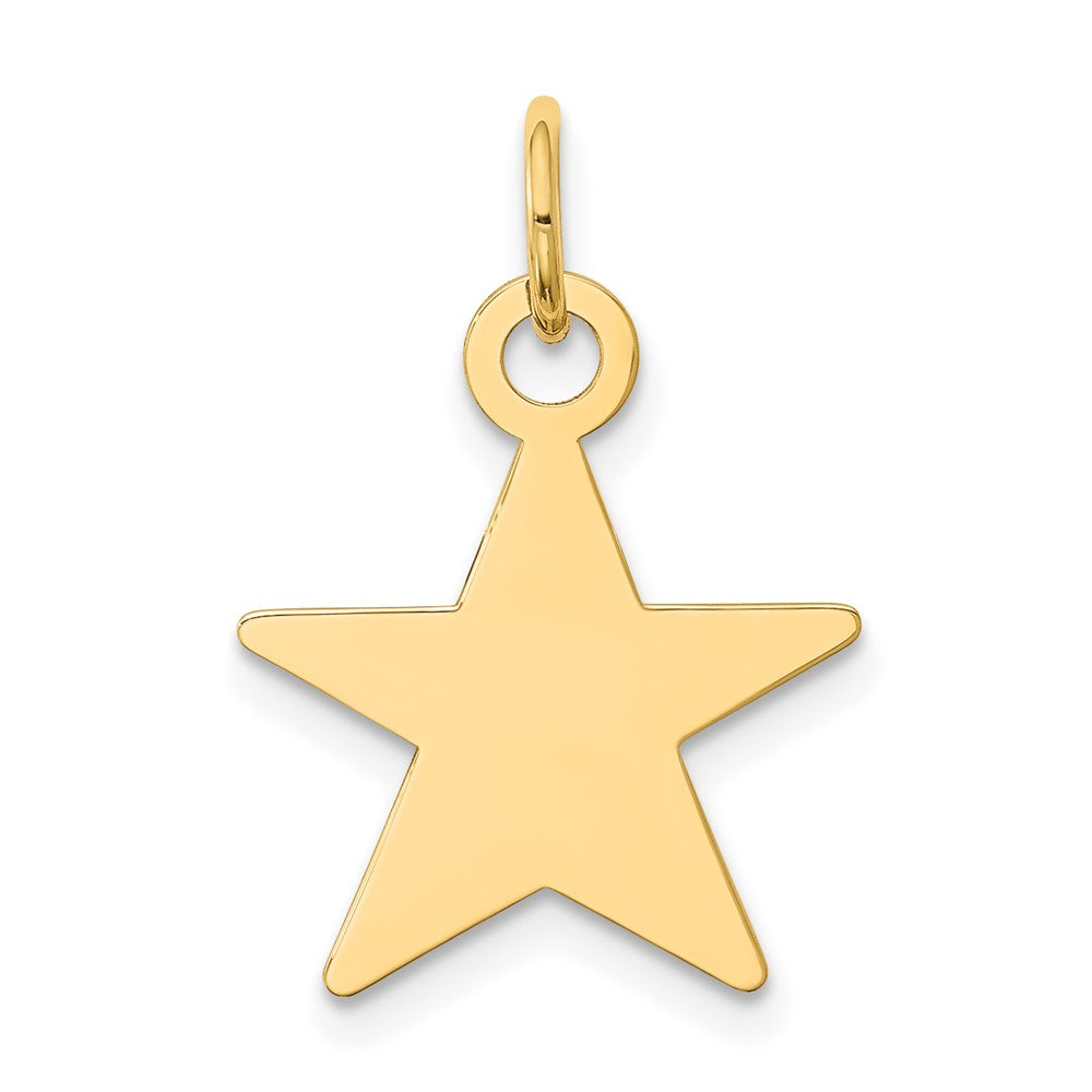 14k Yellow Gold Star Disc Engravable Charm Pendant Jewelry Gifts (Length 0.86" Width 0.59")