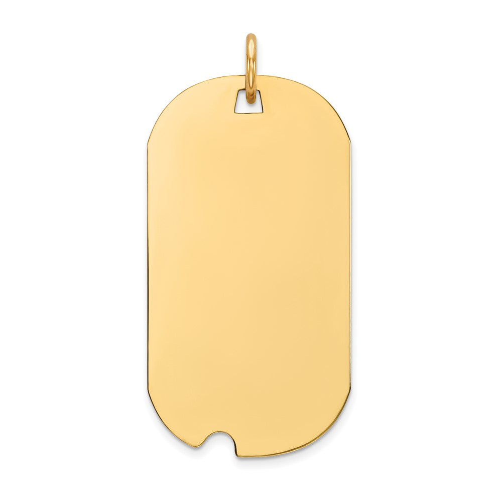 14k Yellow Gold Plain .013 Gauge Dog Tag with Notch Disc Engravable Charm Pendant Jewelry Gifts (Length 1.29" Width 0.62")