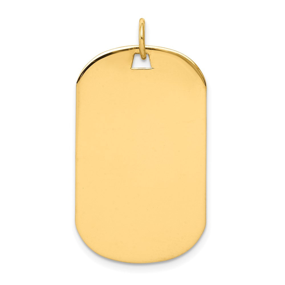 14k Yellow Gold Plain .013 Gauge Dog Tag Disc Engravable Charm Pendant Jewelry Gifts (Length 1.25" Width 0.7")