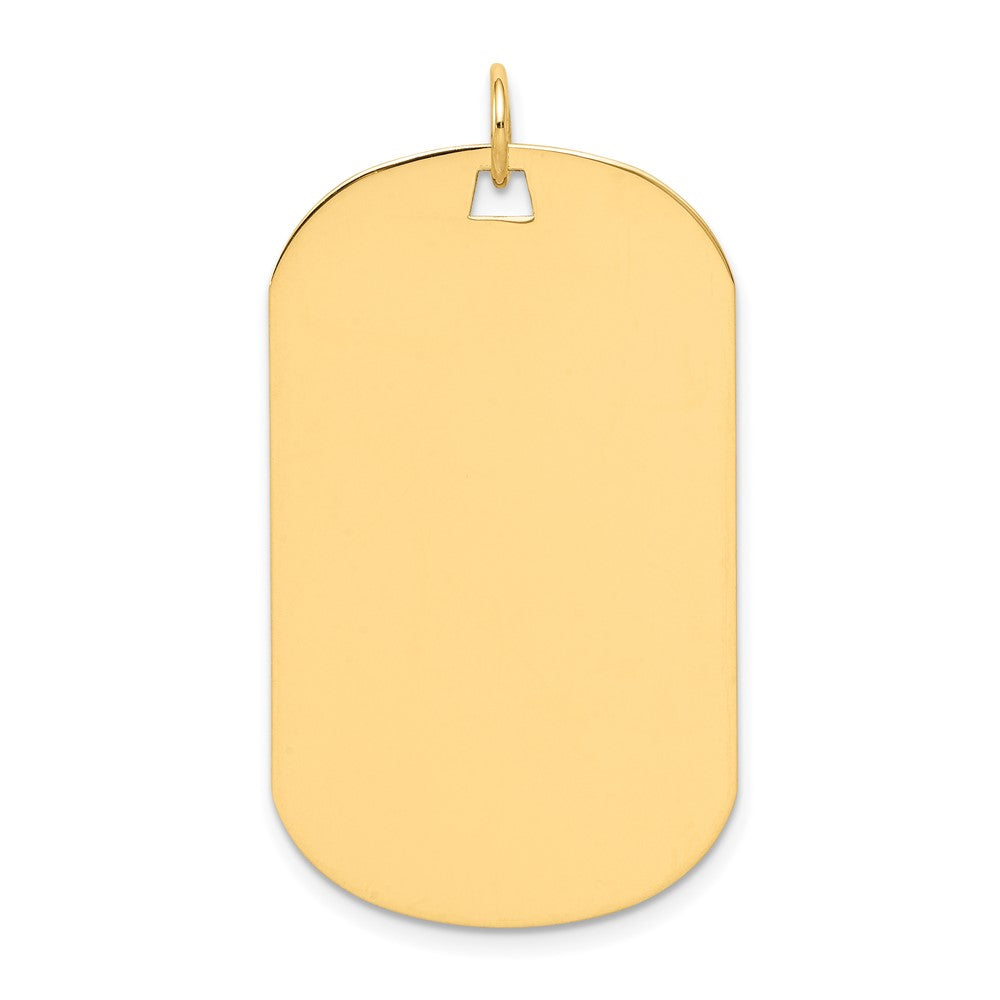 14k Yellow Gold Plain .013 Gauge Dog Tag Disc Engravable Charm Pendant Jewelry Gifts (Length 1.52" Width 0.86")