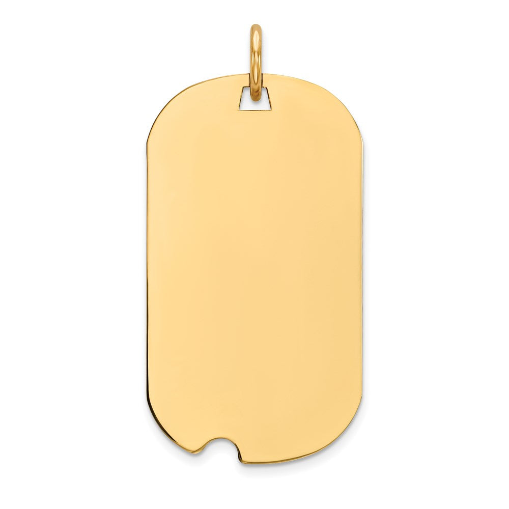 14k Yellow Gold Plain .011 Gauge Dog Tag with Notch Disc Engravable Charm Pendant Jewelry Gifts (Length 1.13" Width 0.59")