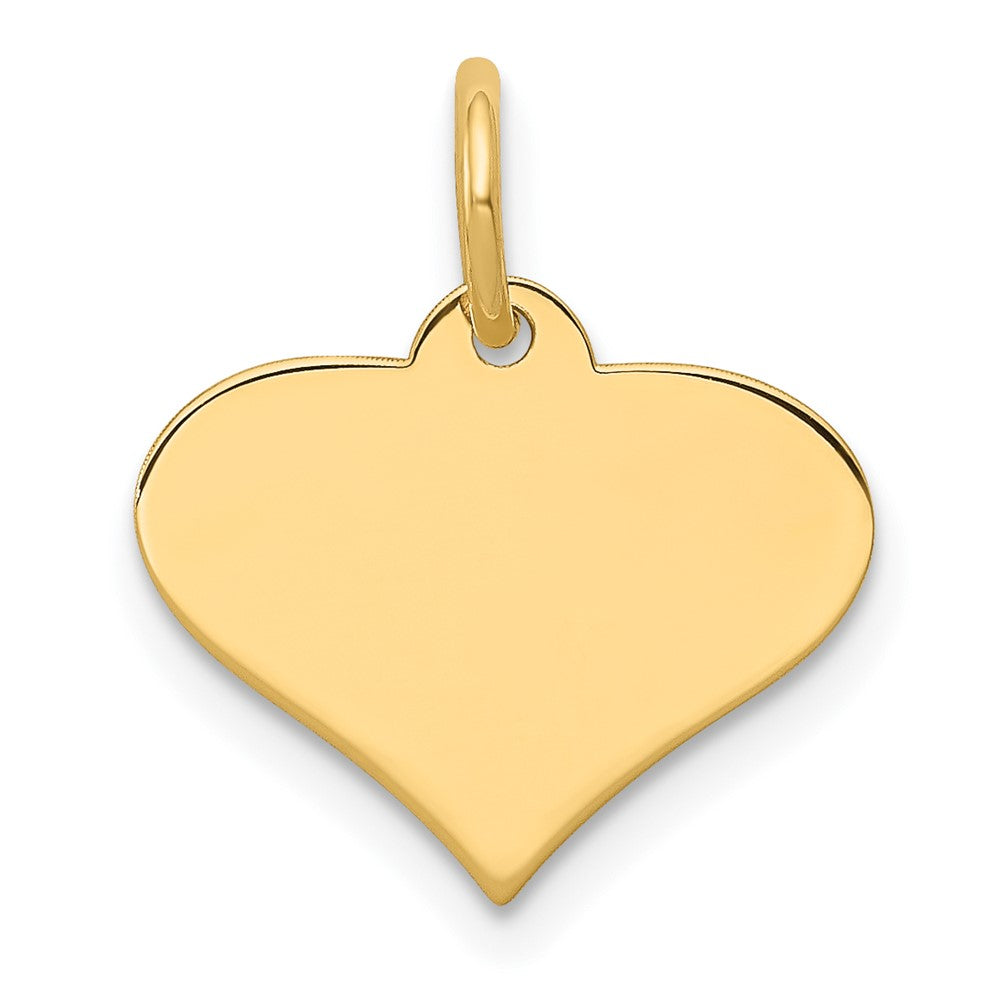 14k Yellow Gold Plain .018 Gauge Heart Disc Engravable Charm Pendant Jewelry Gifts (Length 0.59" Width 0.55")