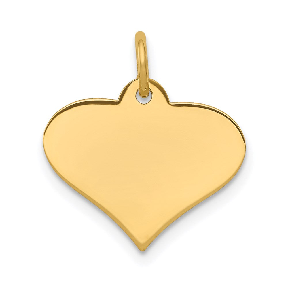 14k Yellow Gold Plain .027 Gauge Heart Disc Engravable Charm Pendant Jewelry Gifts (Length 0.74" Width 0.7")