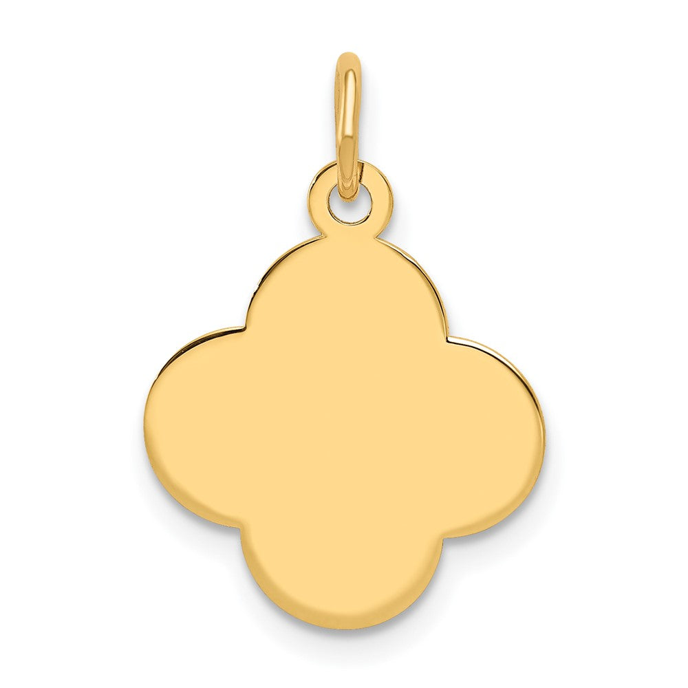 14k Yellow Gold Plain .027 Gauge Quadrafoil Disc Engravable Charm Pendant Jewelry Gifts (Length 0.82" Width 0.59")