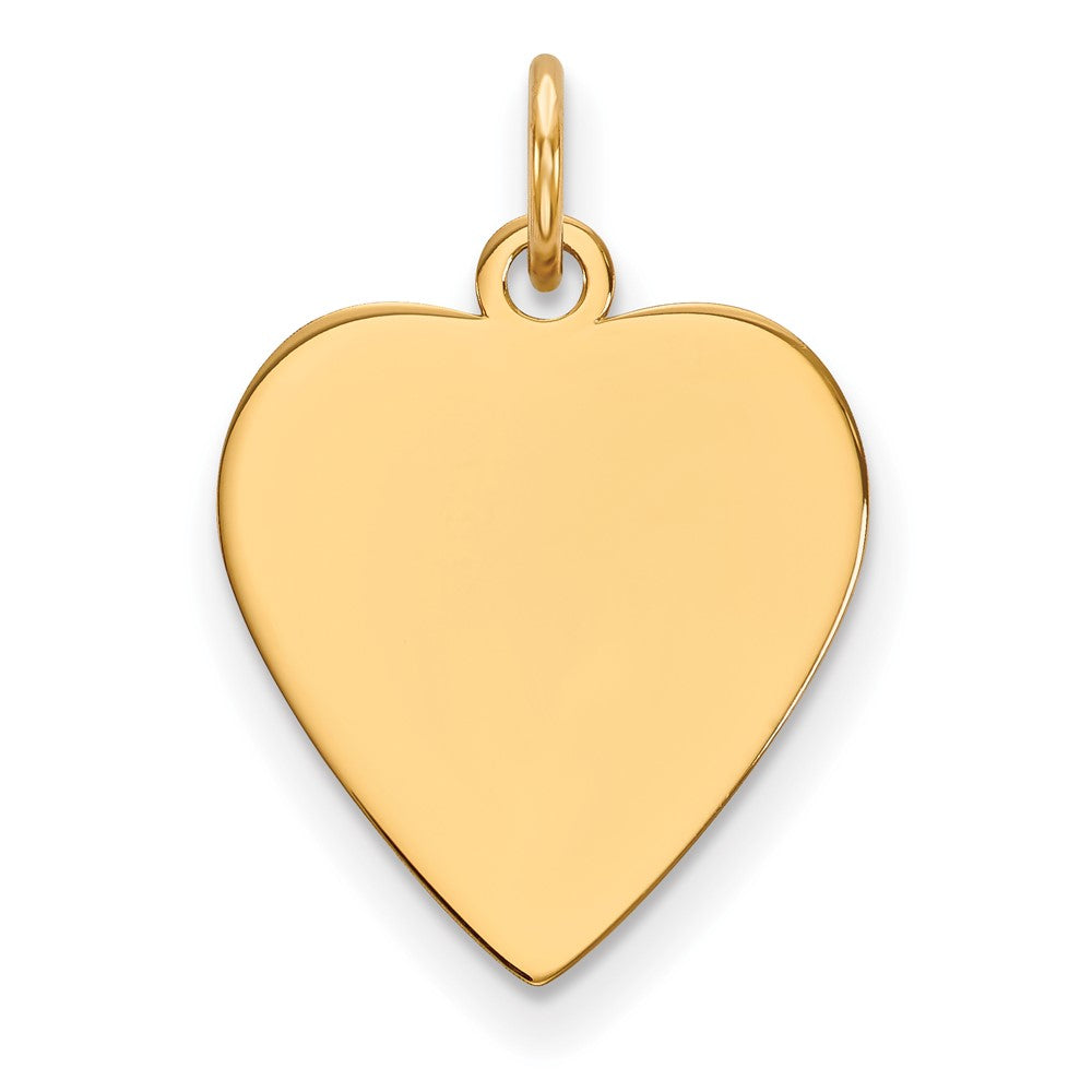 14k Yellow Gold Plain .011 Gauge Heart Disc Engravable Charm Pendant Jewelry Gifts (Length 0.82" Width 0.59")