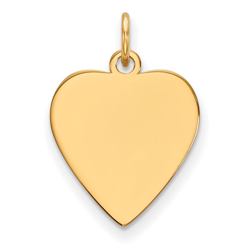 14k Yellow Gold Plain .011 Gauge Heart Disc Engravable Charm Pendant Jewelry Gifts (Length 0.82" Width 0.59")