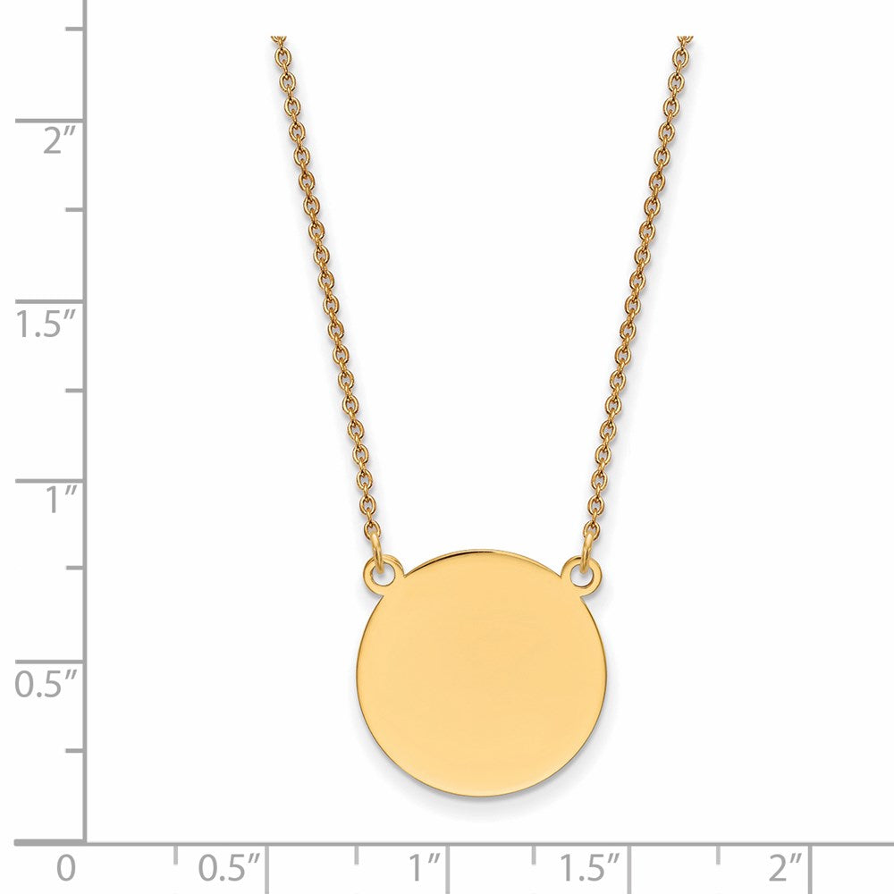 14k Yellow Gold Plain .027 Gauge Circular Disc 18in NecklaceEngravable Charm Pendant Jewelry Gifts (Length 18" Width 0.67")