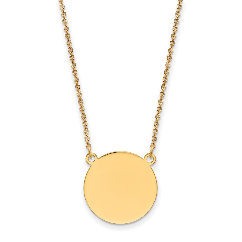 14k Yellow Gold Plain .027 Gauge Circular Disc 18in NecklaceEngravable Charm Pendant Jewelry Gifts (Length 18" Width 0.67")