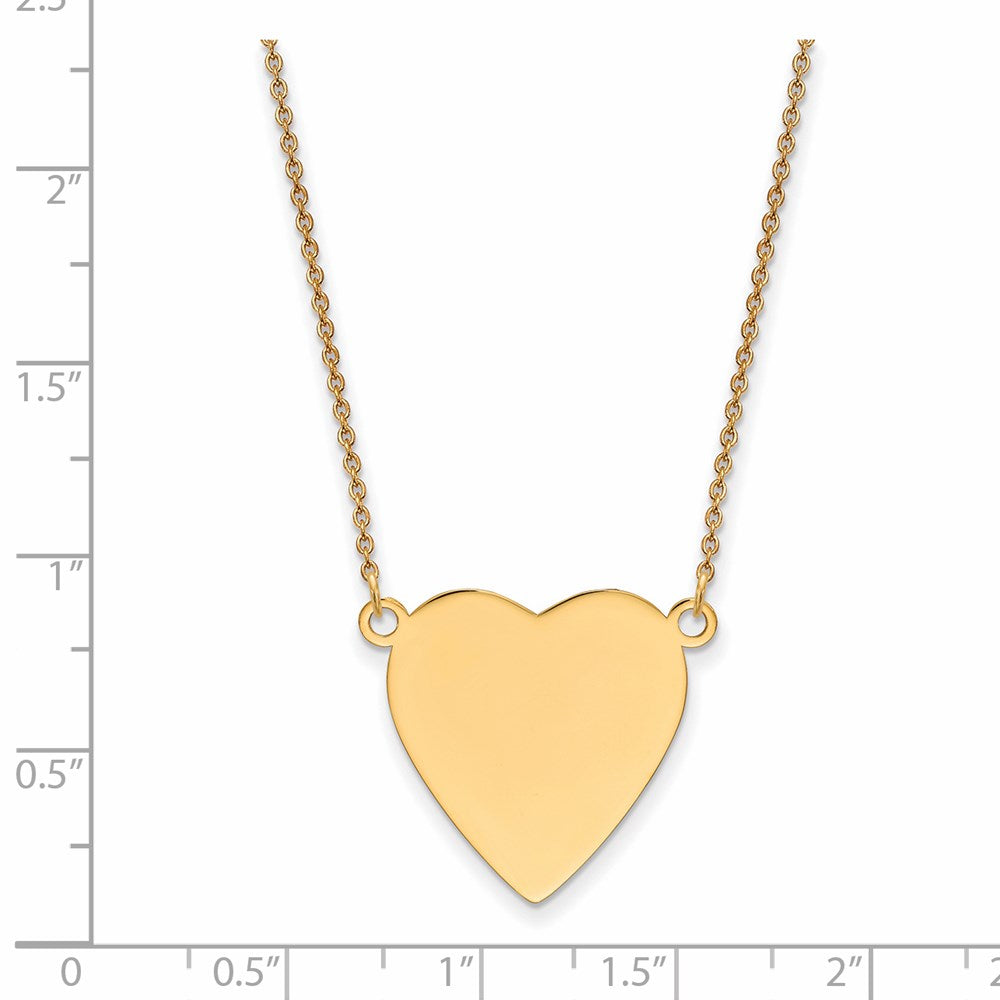 14k Yellow Gold Plain .018 Gauge Heart Disc 18in NecklaceEngravable Charm Pendant Jewelry Gifts (Length 18" Width 0.9")