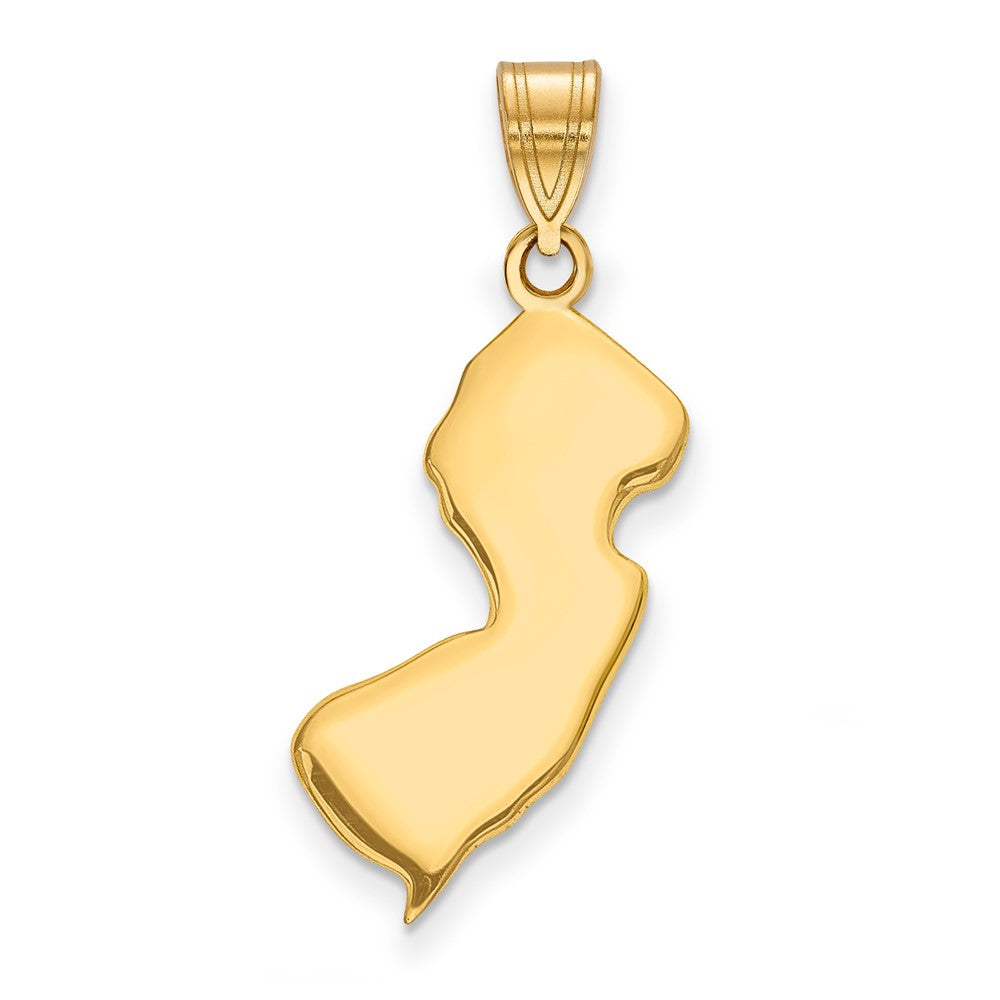 14k Yellow Gold New Jersey State Engravable Charm Pendant Jewelry Gifts (Length 0.82" Width 0.35")