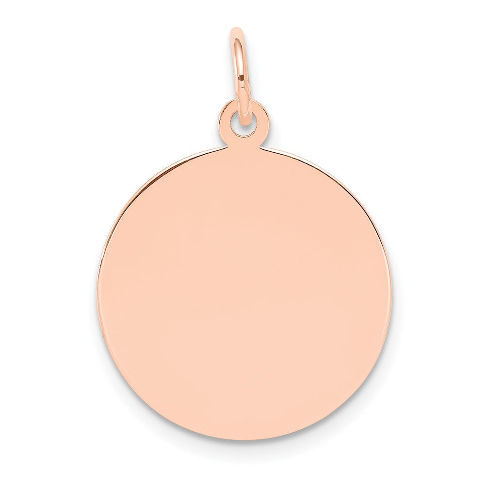 14K Rose Gold Plain .011 Gauge Circular Disc Engravable Charm Pendant Jewelry Gifts (Length 0.98" Width 0.7")