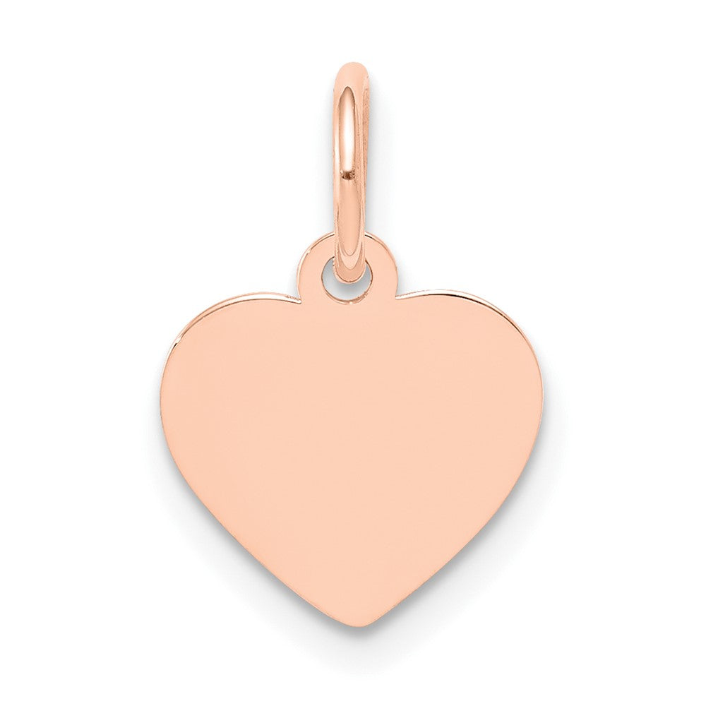 14K Rose Gold Plain .018 Gauge Heart Disc Engravable Charm Pendant Jewelry Gifts (Length 0.55" Width 0.35")