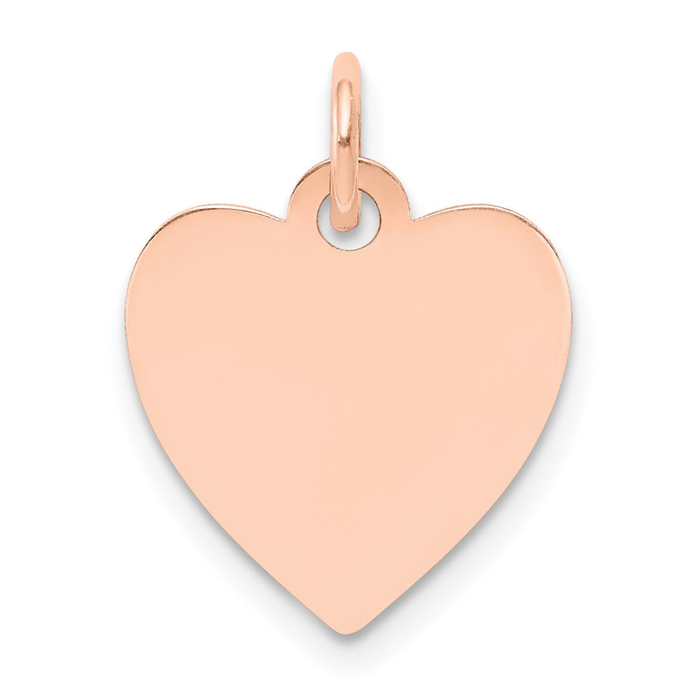 14K Rose Gold Plain .011 Gauge Heart Disc Engravable Charm Pendant Jewelry Gifts (Length 0.7" Width 0.55")