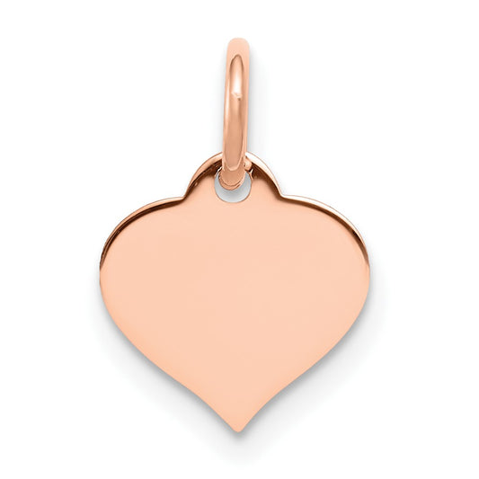 14K Rose Gold Heart Disc Engravable Charm Pendant Jewelry Gifts (Length 0.55" Width 0.39")