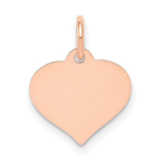 14K Rose Gold Heart Disc Engravable Charm Pendant Jewelry Gifts (Length 0.66" Width 0.47")