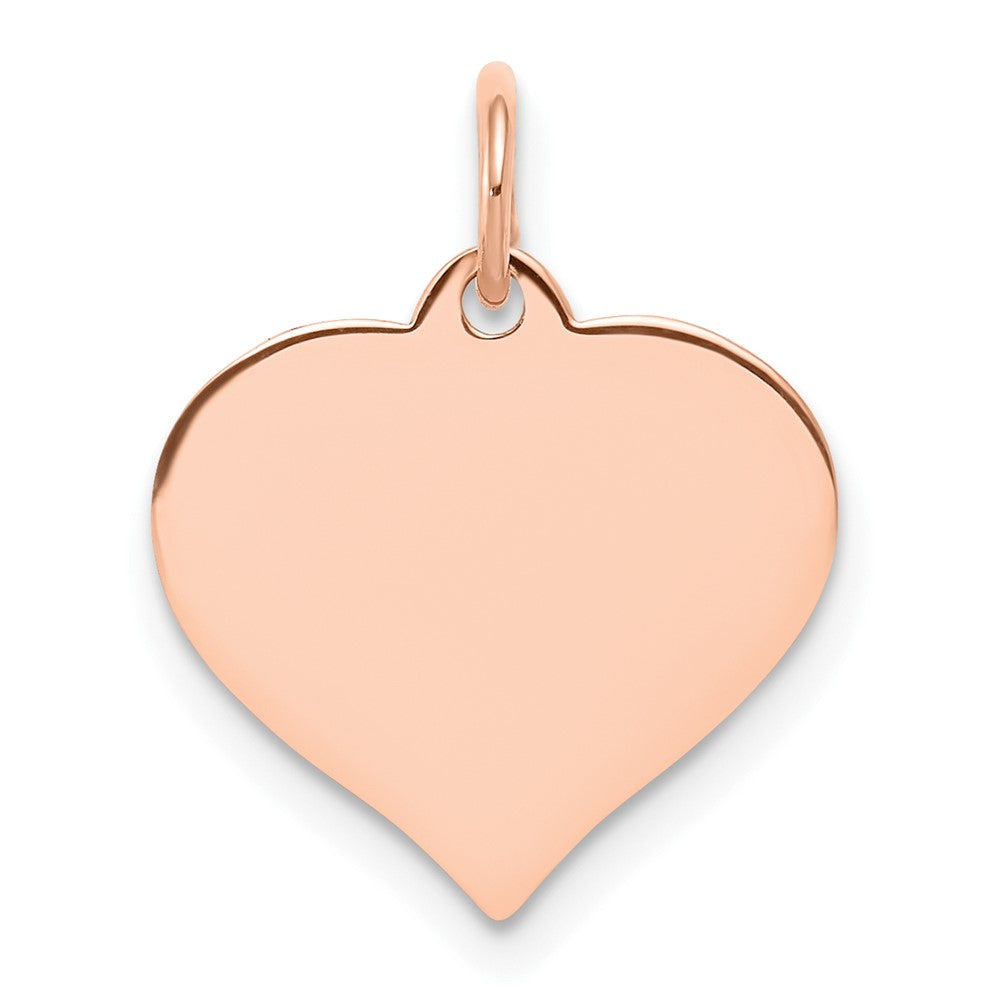 14K Rose Gold Heart Disc Engravable Charm Pendant Jewelry Gifts (Length 0.7" Width 0.55")