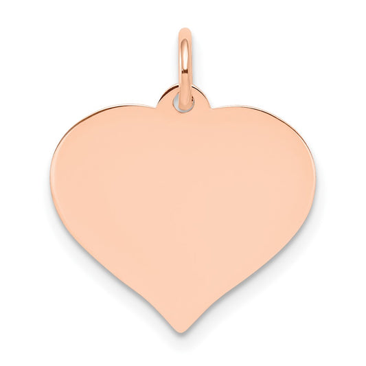 14K Rose Gold Heart Disc Engravable Charm Pendant Jewelry Gifts (Length 0.74" Width 0.66")