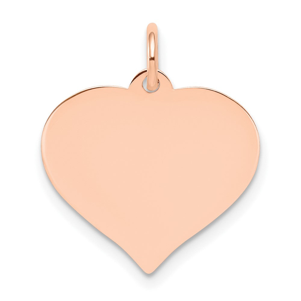 14K Rose Gold Heart Disc Engravable Charm Pendant Jewelry Gifts (Length 0.74" Width 0.66")