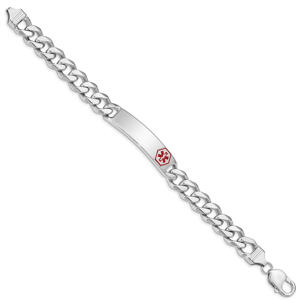 Polished Engravable 925 Sterling Silver Medical ID Curb Link Bracelet Length 8 inches Width 1 mm With Lobster Claw Clasp