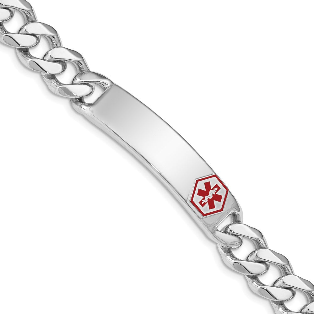 Polished Engravable 925 Sterling Silver Medical ID Curb Link Bracelet Length 8 inches Width 1 mm With Lobster Claw Clasp