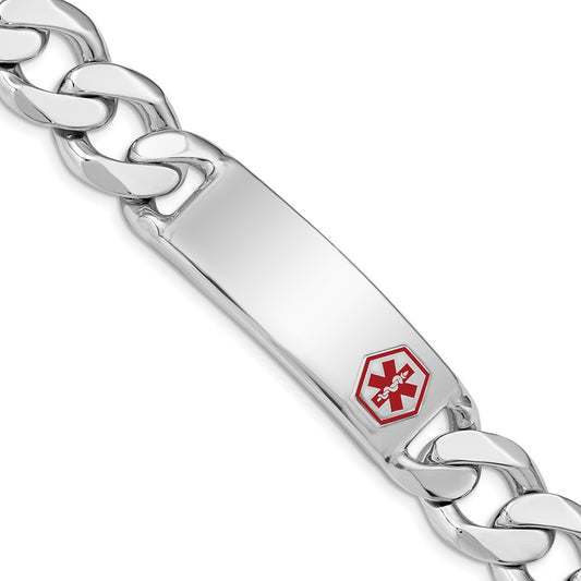 Polished Engravable 925 Sterling Silver Medical ID Curb Link Bracelet For Men Length 8 inches Width 1 mm With Lobster Claw Clasp