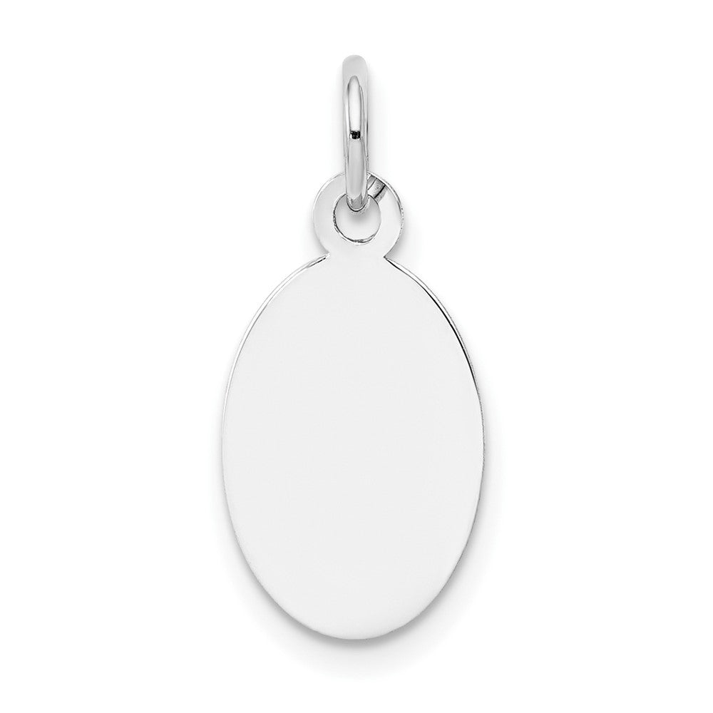 14k White Gold Plain .027 Gauge Oval Disc Engravable Charm Pendant Jewelry Gifts (Length 0.78" Width 0.35")