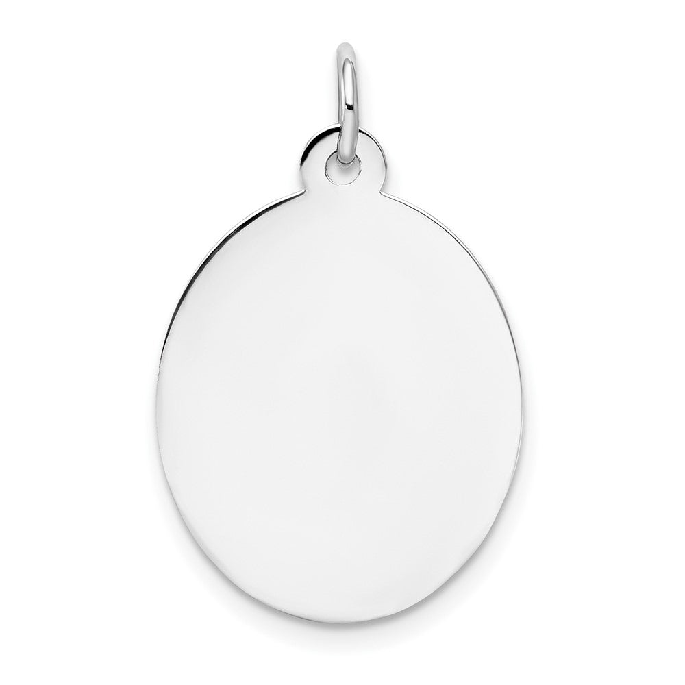 14k White Gold Plain .011 Gauge Oval Disc Engravable Charm Pendant Jewelry Gifts (Length 1.05" Width 0.62")