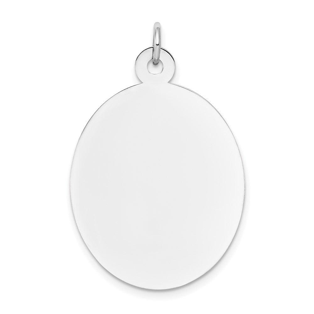 14k White Gold Plain .018 Gauge Oval Disc Engravable Charm Pendant Jewelry Gifts (Length 1.33" Width 0.86")