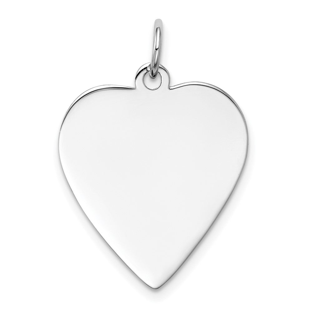 14k White Gold Plain .027 Gauge Heart Engravable Charm Pendant Jewelry Gifts (Length 1.05" Width 0.82")